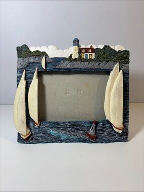 Source Unknown Nautical Sailboat & Lighthouse Frame - Blue, Cream, White